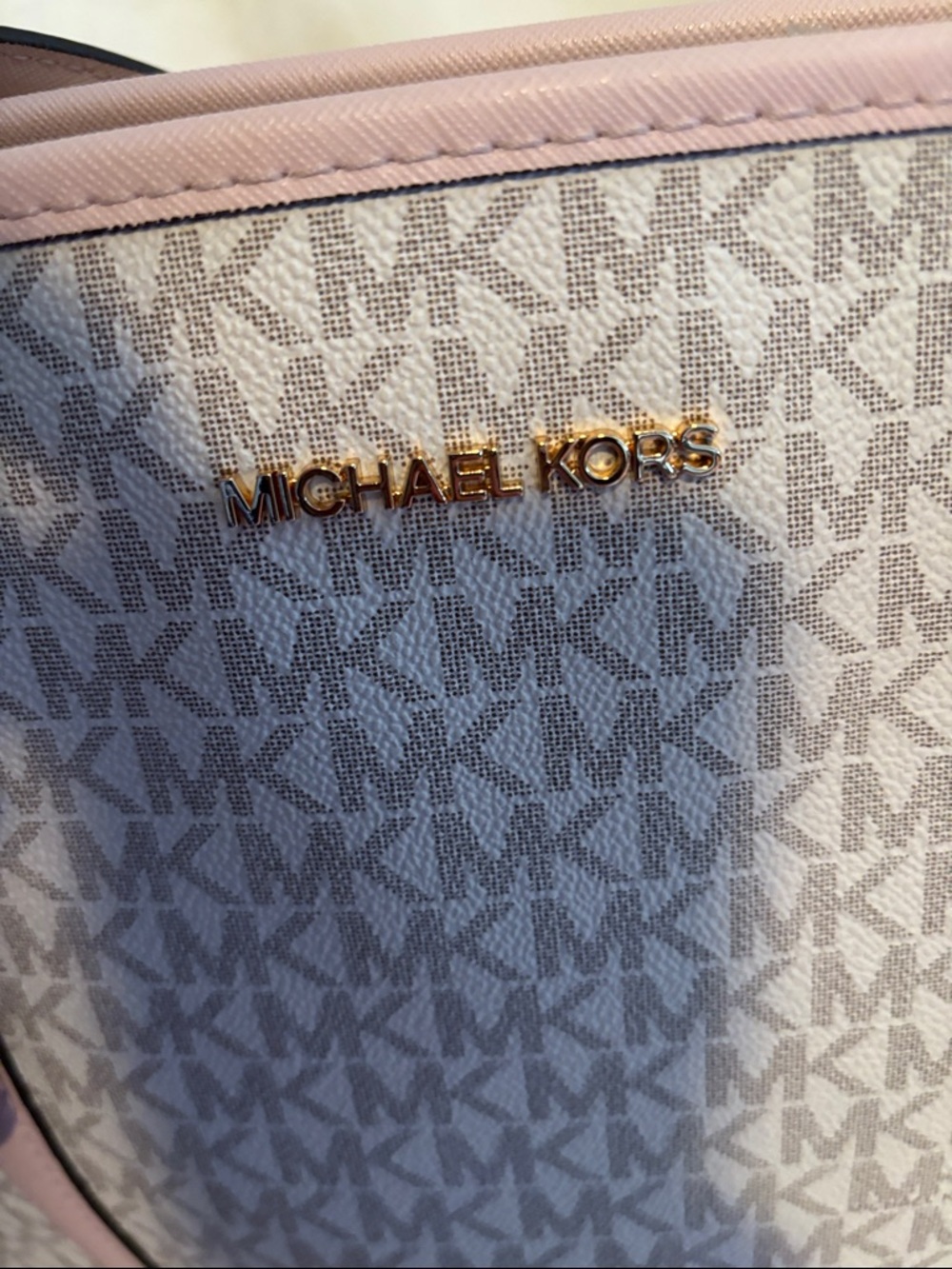 Michael Kors Pink and Beige MK Logo Tote - Picture 5 of 11